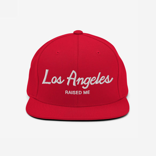 Los Angeles Raised Me Hat Snapback Hat Red by Strange Allies