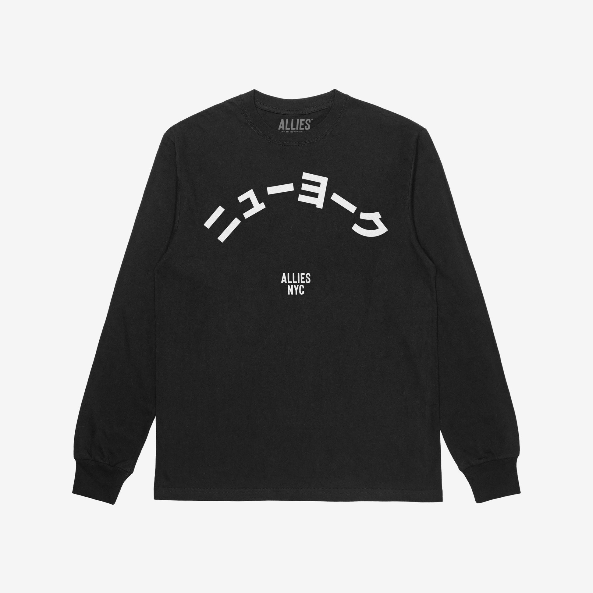 New York Japanese T-shirt Long Sleeve Black by Strange Allies