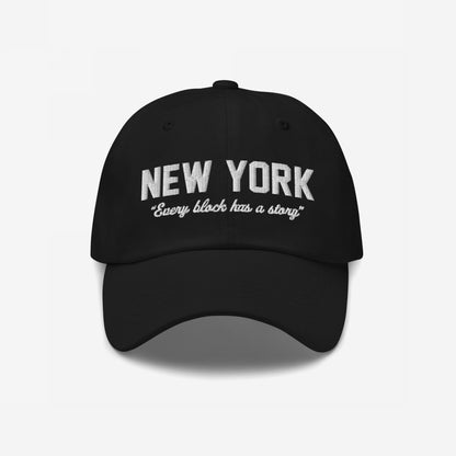 New York Story Hat Dad Hat Black by Strange Allies