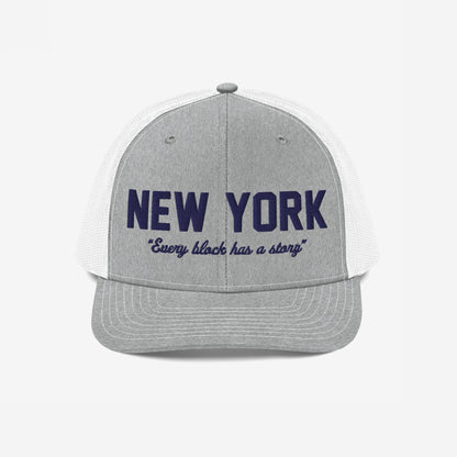 New York Story Hat Trucker Hat Heather Gray White by Strange Allies