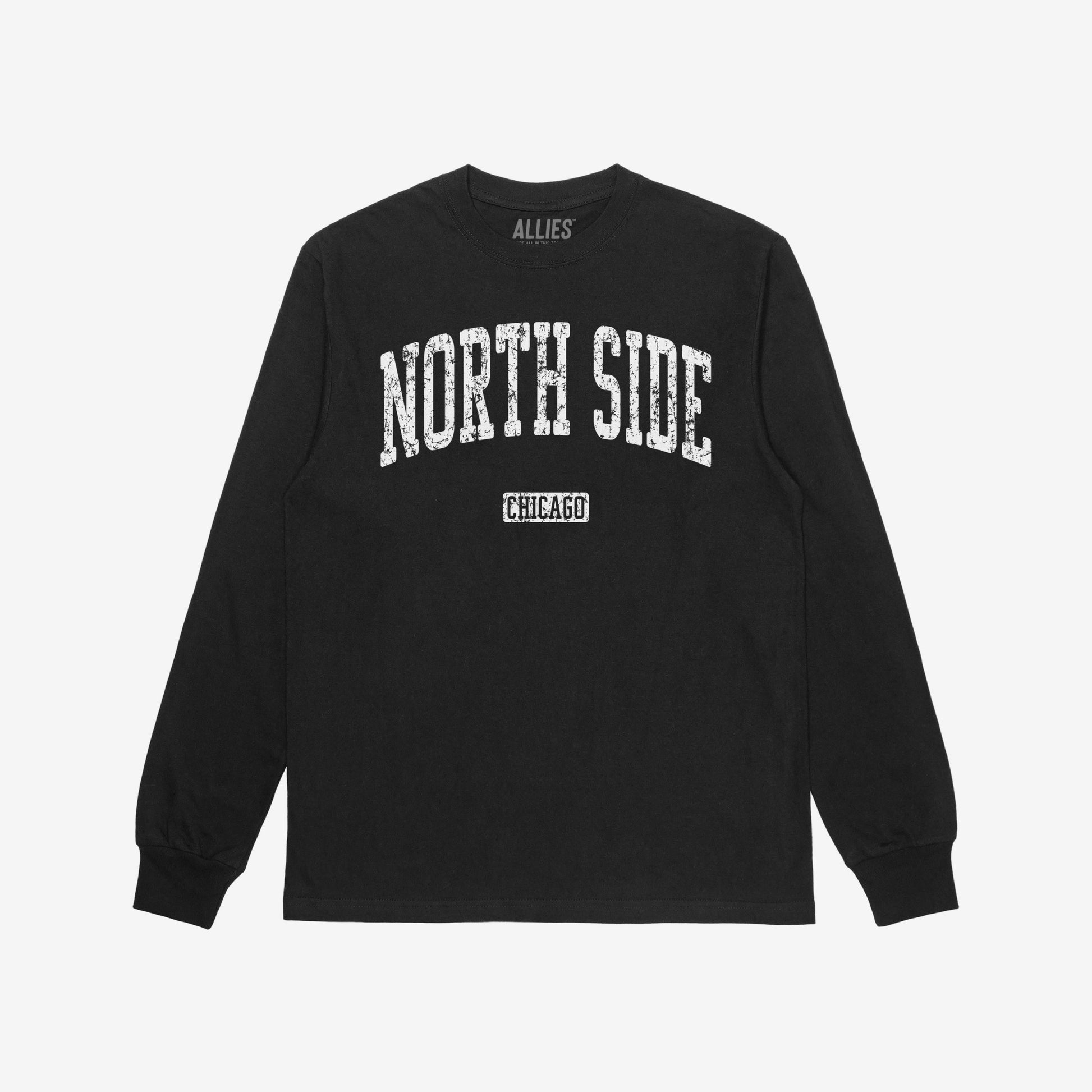 North Side Chicago T-shirt Long Sleeve Black by Strange Allies