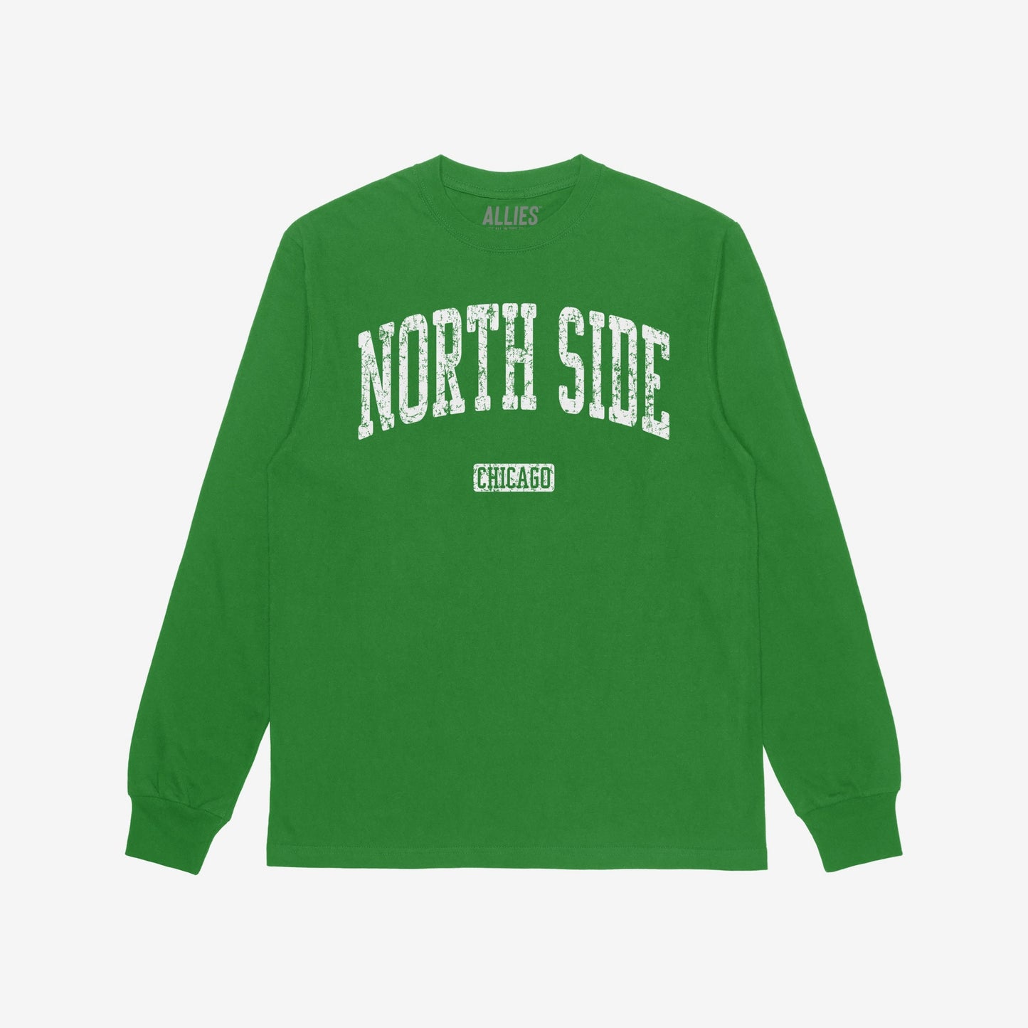 North Side Chicago T-shirt Long Sleeve Kelly Green by Strange Allies