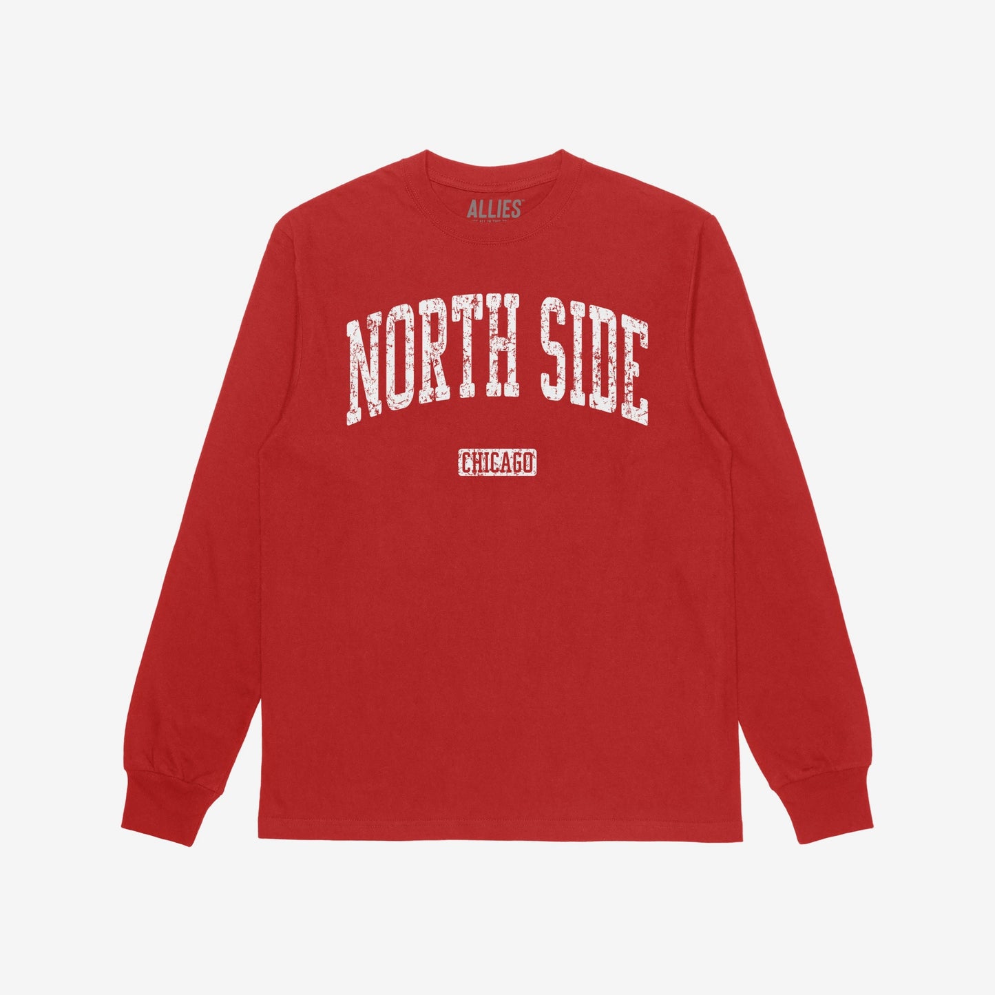 North Side Chicago T-shirt Long Sleeve Red by Strange Allies