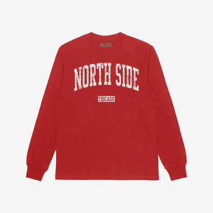 North Side Chicago T-shirt Long Sleeve Red by Strange Allies