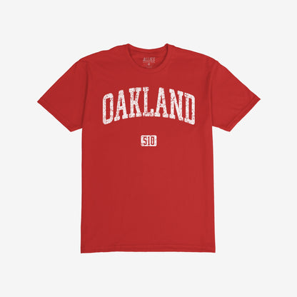 Oakland 510 T-shirt Short Sleeve Red by Strange Allies