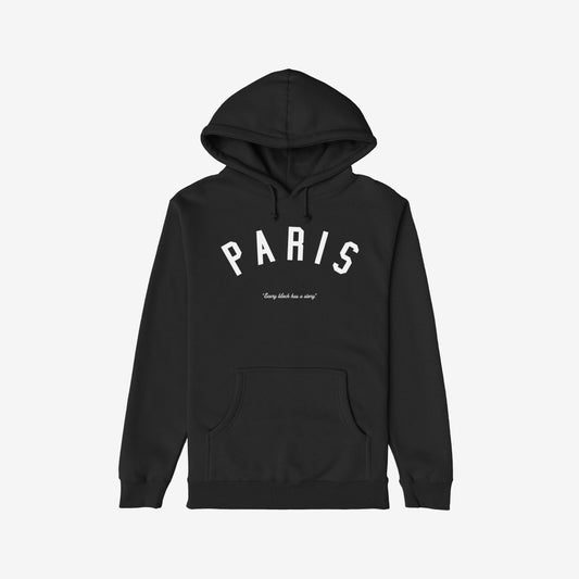 Paris Story Hoodie Black by Strange Allies