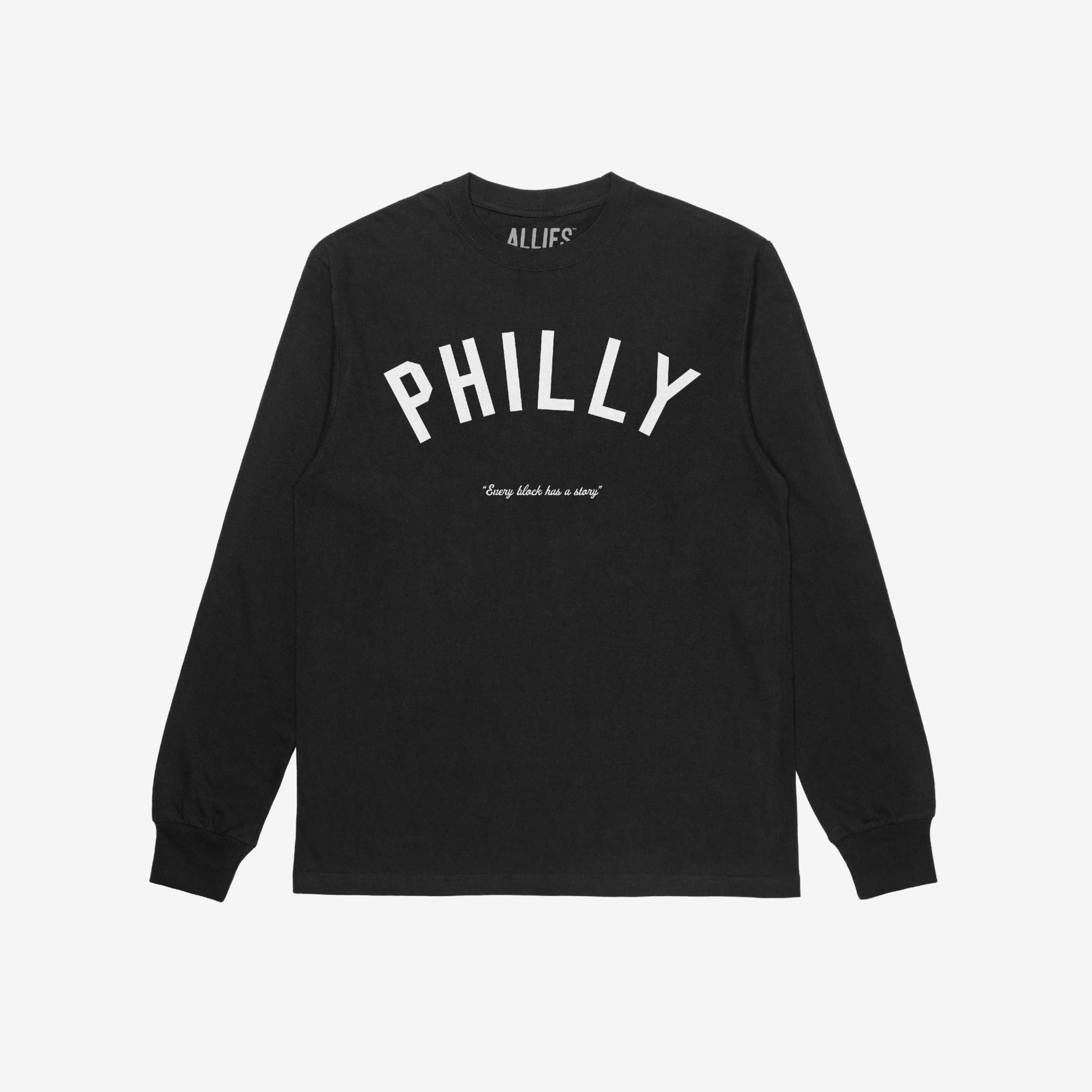 Philadelphia Story T-shirt Long Sleeve Black by Strange Allies