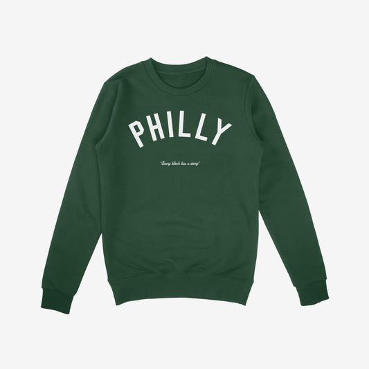 Philadelphia Story Sweatshirt Dark Green by Strange Allies