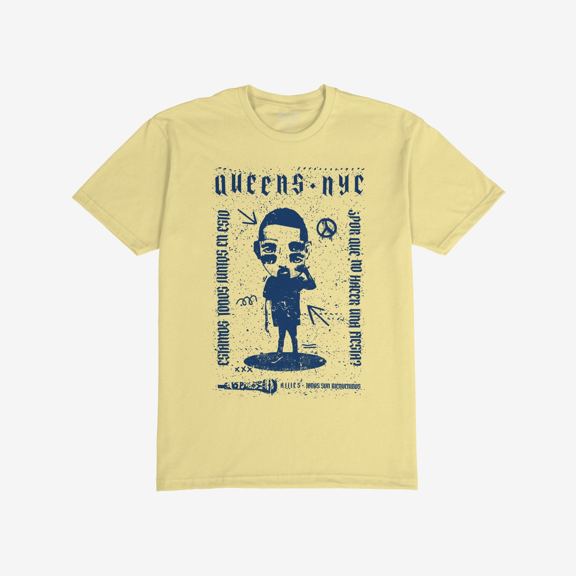 Queens Punk T-shirt Yellow by Strange Allies