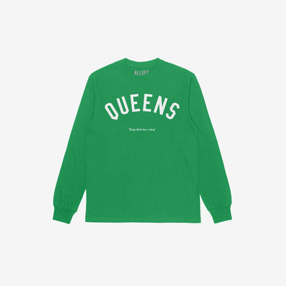 Queens Story T-shirt Long Sleeve Kelly Green by Strange Allies