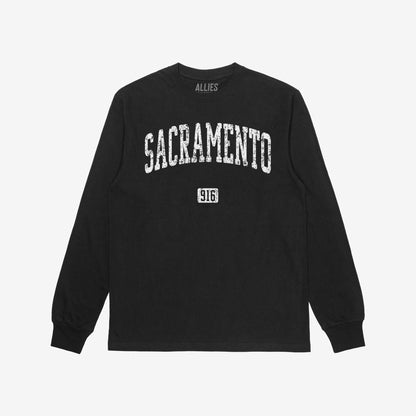 Sacramento 916 T-shirt Long Sleeve Black by Strange Allies