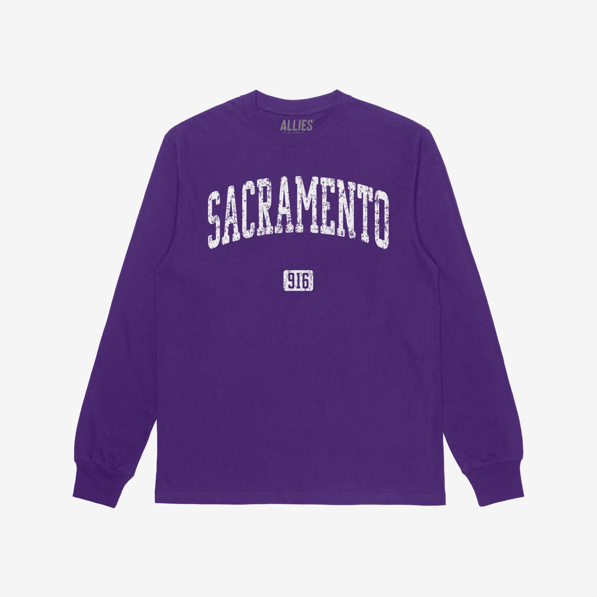 Sacramento 916 T-shirt Long Sleeve Purple by Strange Allies