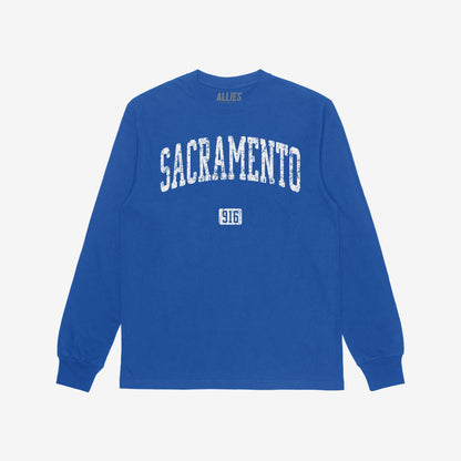 Sacramento 916 T-shirt Long Sleeve Royal Blue by Strange Allies