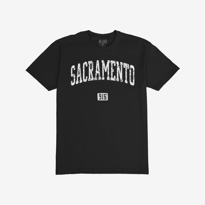 Sacramento 916 T-shirt Short Sleeve Black by Strange Allies