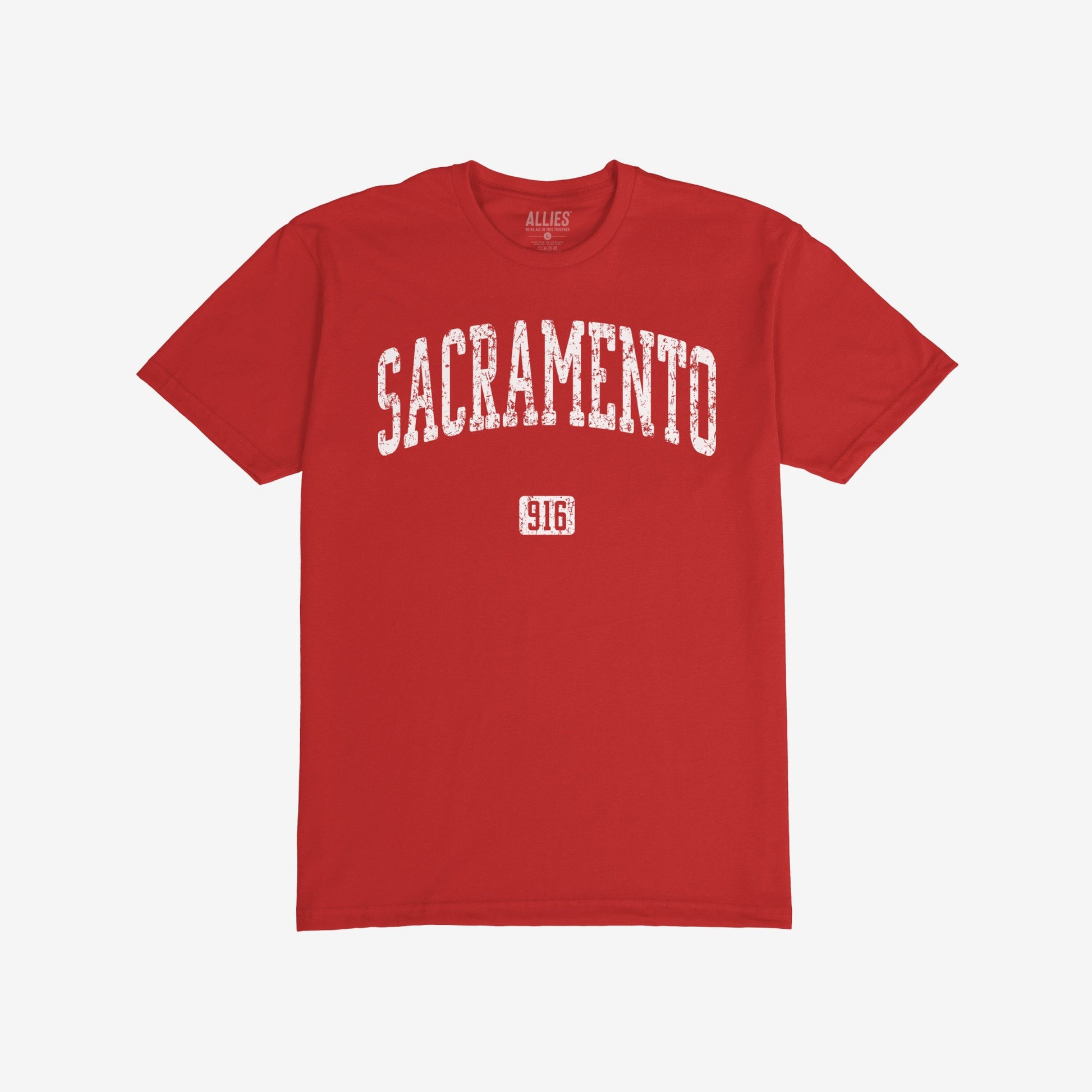 Sacramento 916 T-shirt Red by Strange Allies