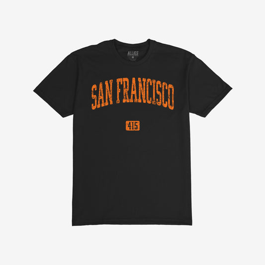 San Francisco 415 T-shirt Short Sleeve Black by Strange Allies