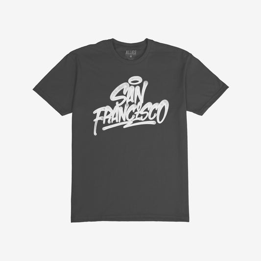 San Francisco Handstyle T-shirt Short Sleeve Charcoal by Strange Allies