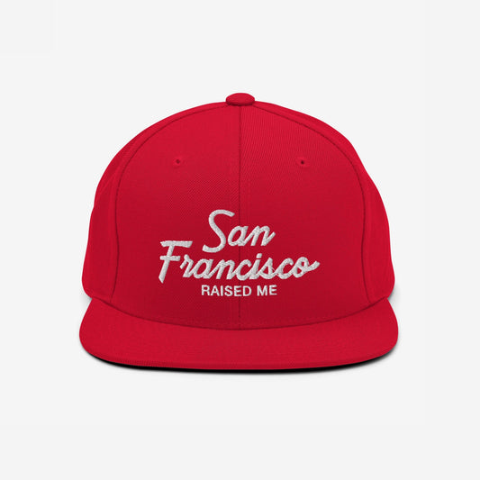 San Francisco Raised Me Hat Snapback Hat Red by Strange Allies