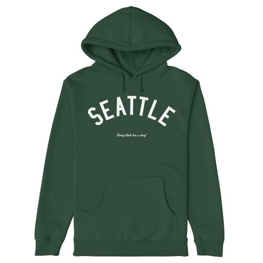 Seattle Story Hoodie Dark Green by Strange Allies