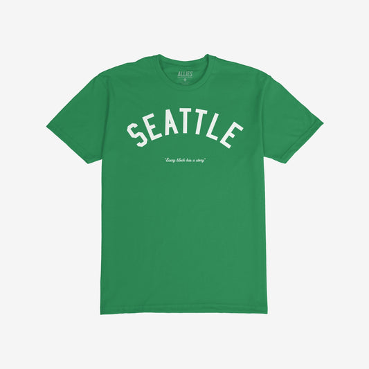 Seattle Story T-shirt Short Sleeve Kelly Green by Strange Allies