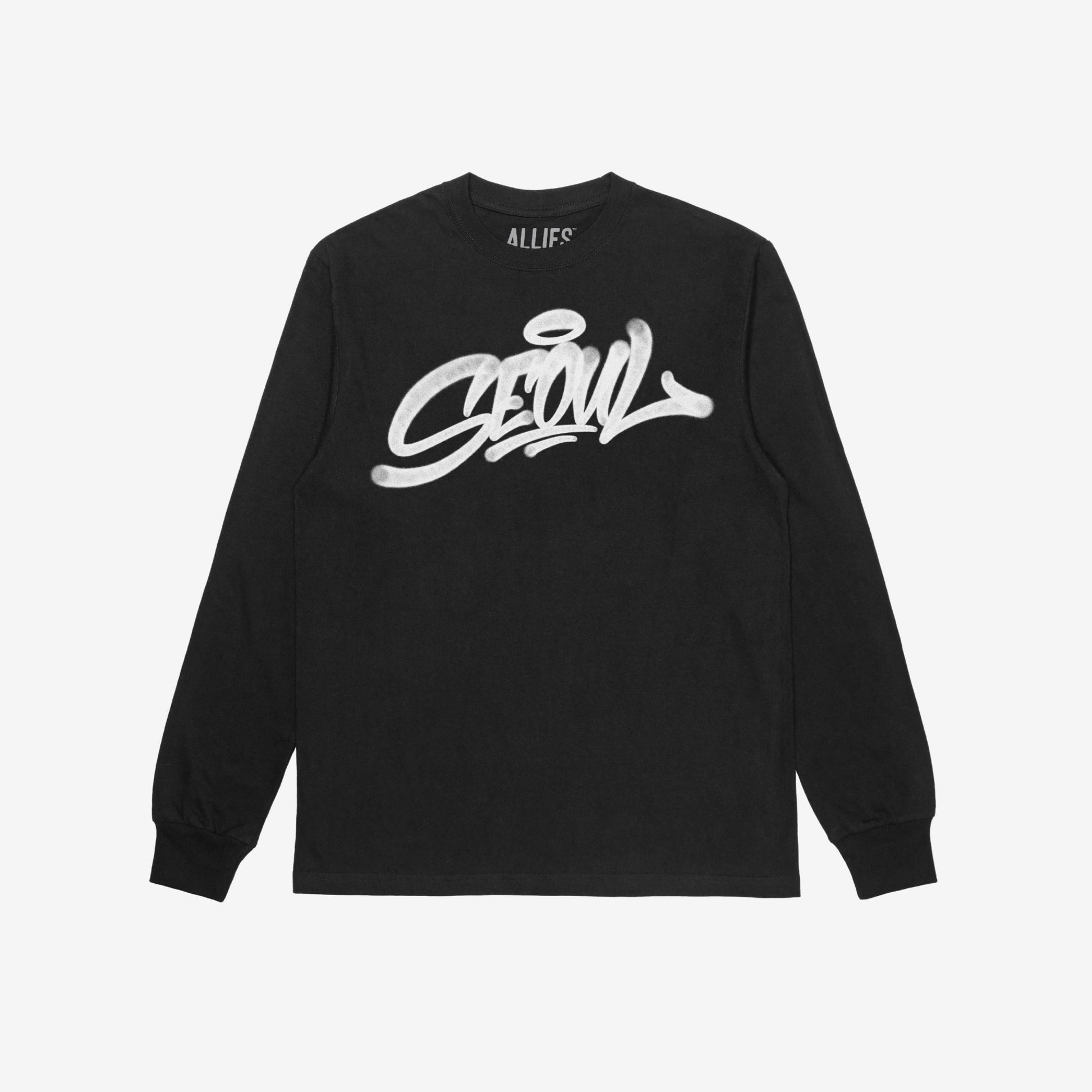 Seoul Handstyle T-shirt Long Sleeve Black by Strange Allies