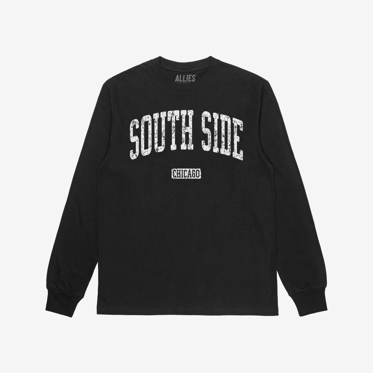 South Side Chicago T-shirt Long Sleeve Black by Strange Allies