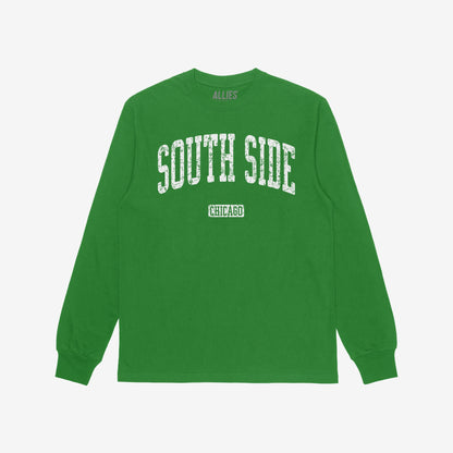 South Side Chicago T-shirt Long Sleeve Kelly Green by Strange Allies