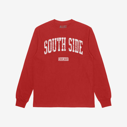 South Side Chicago T-shirt Long Sleeve Red by Strange Allies