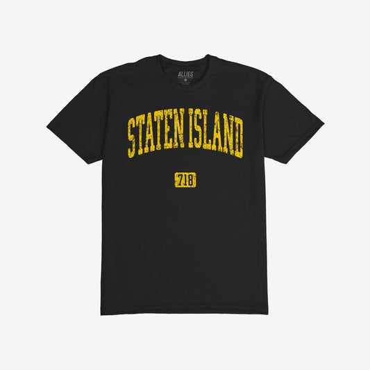 Staten Island 718 T-shirt Short Sleeve Black by Strange Allies