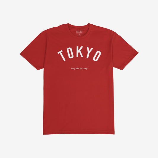 Tokyo Story T-shirt Short Sleeve Red by Strange Allies