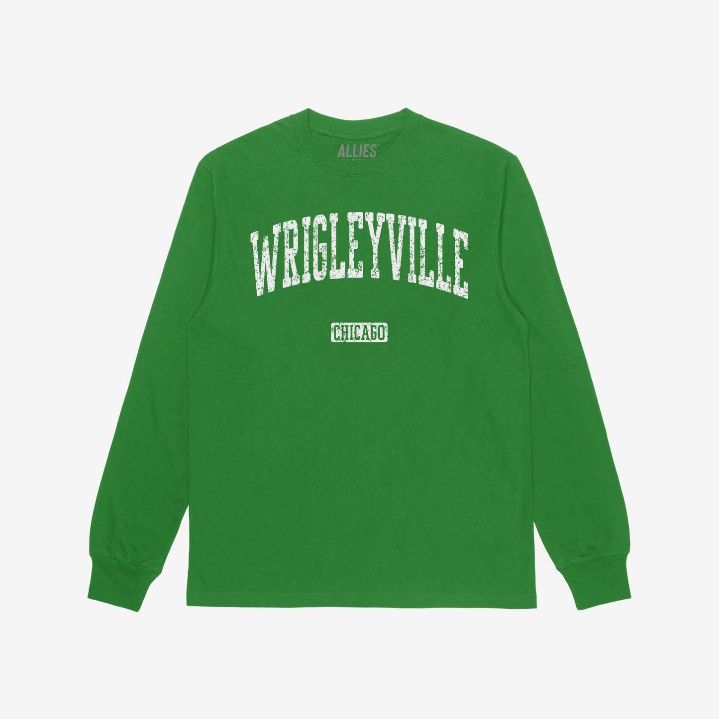 Wrigleyville Chicago T-shirt Long Sleeve Kelly Green by Strange Allies