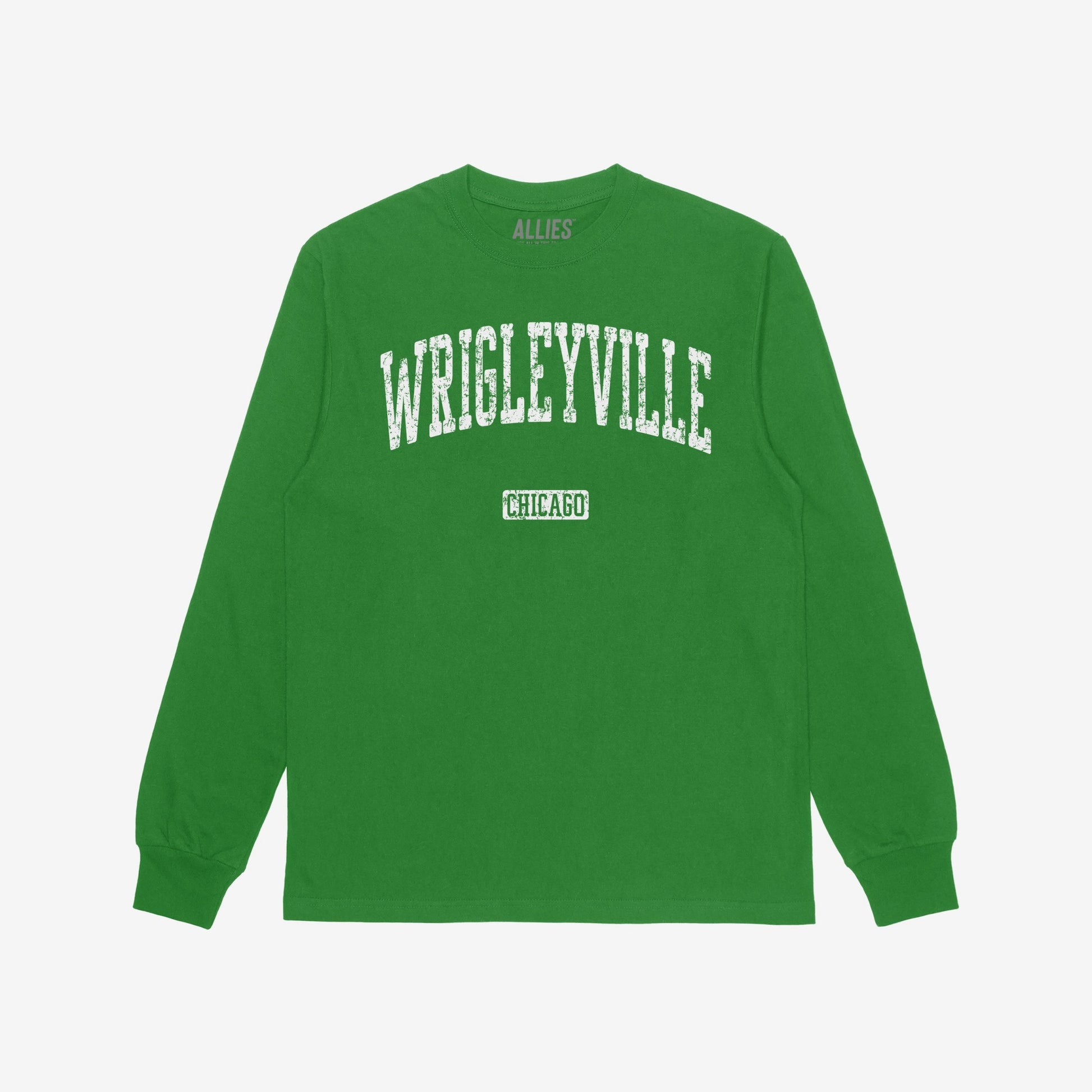 Wrigleyville Chicago T-shirt Long Sleeve Kelly Green by Strange Allies