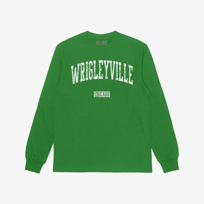 Wrigleyville Chicago T-shirt Long Sleeve Kelly Green by Strange Allies