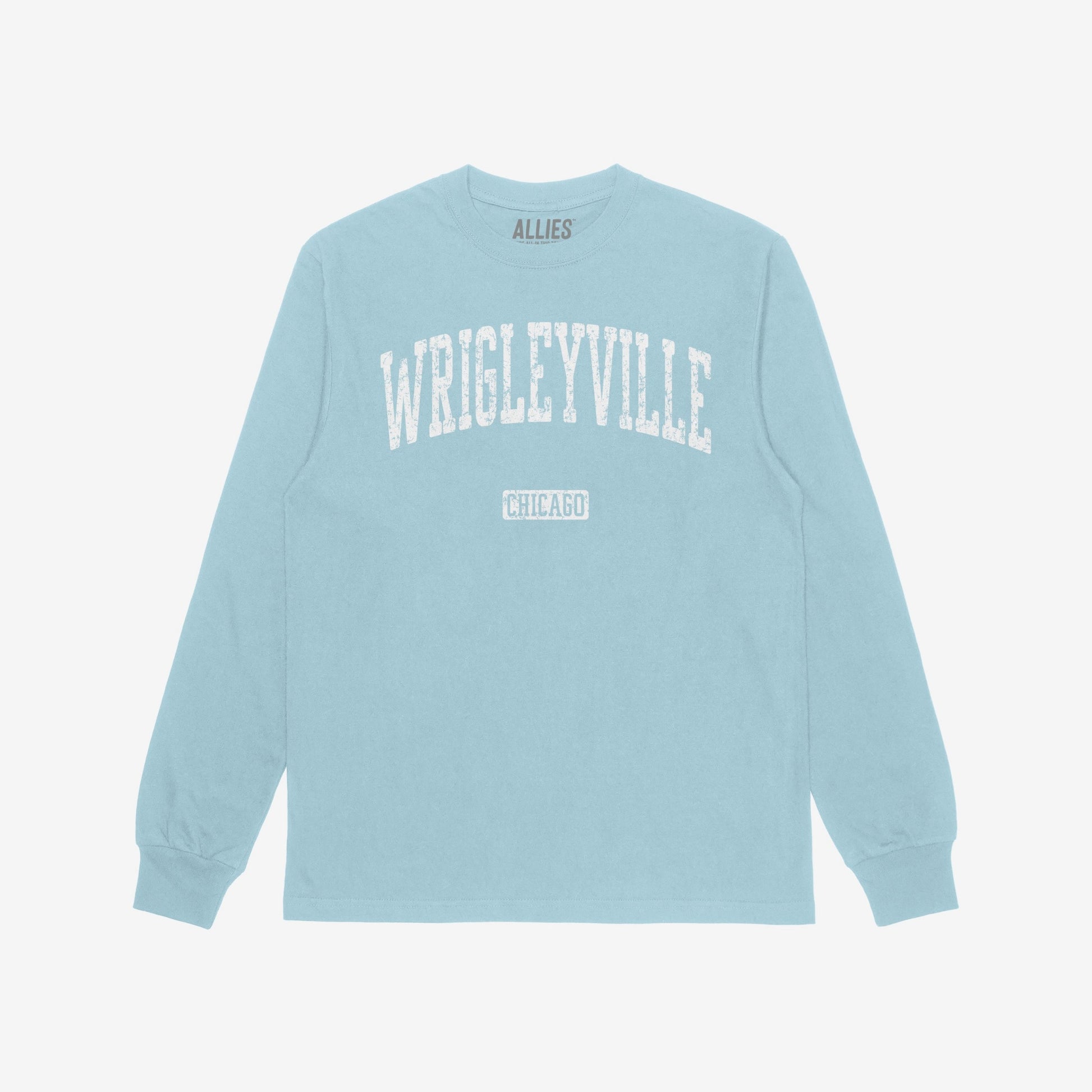 Wrigleyville Chicago T-shirt Long Sleeve Light Blue by Strange Allies