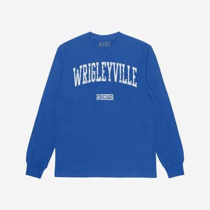 Wrigleyville Chicago T-shirt Long Sleeve Royal Blue by Strange Allies